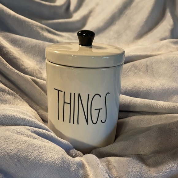 Ceramic Lidded Rae Dunn “Things” canister - Picture 1 of 4